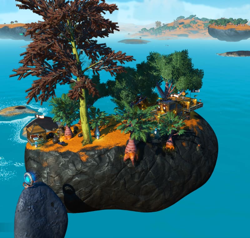 The floating rock island on which sits the Sky Island Cottage