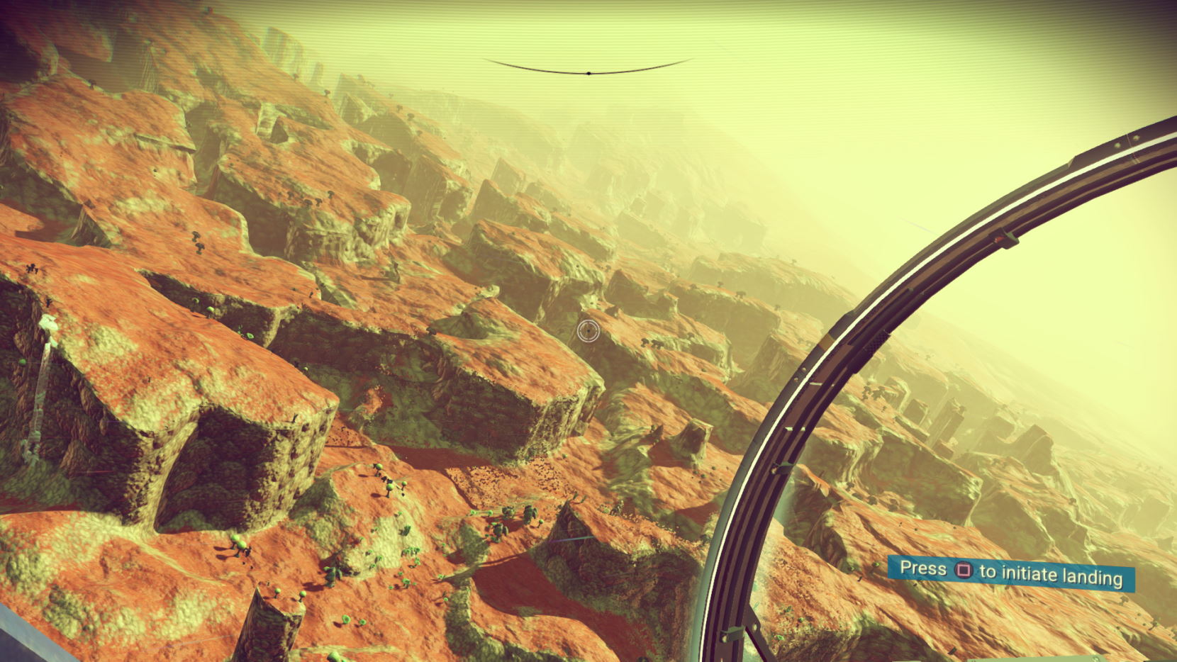 A bleak alien landscape in No Man's Sky