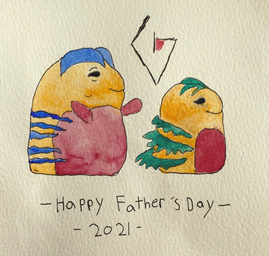 Father's Day card featuring watercolor blobs