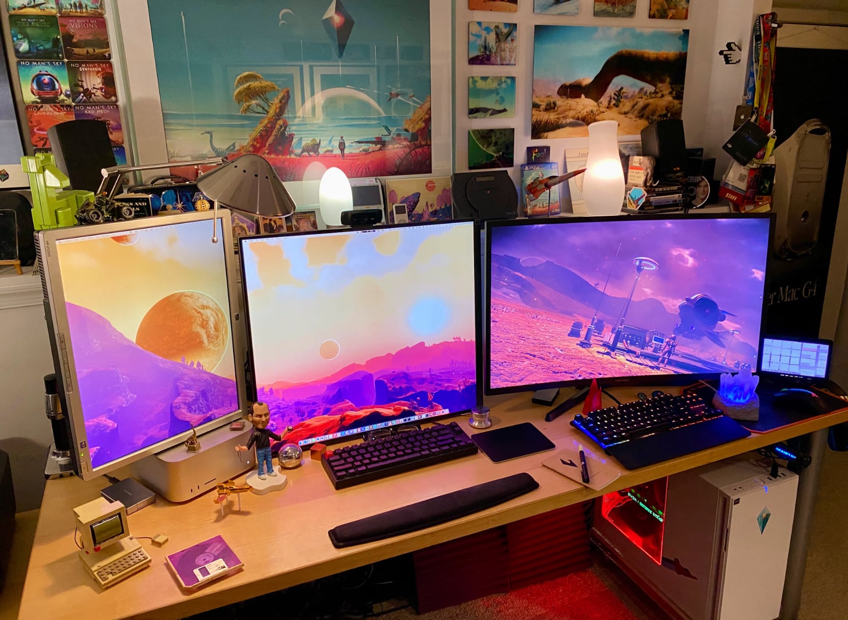 Ryzen gaming PC sharing a desk with Mac Pro system